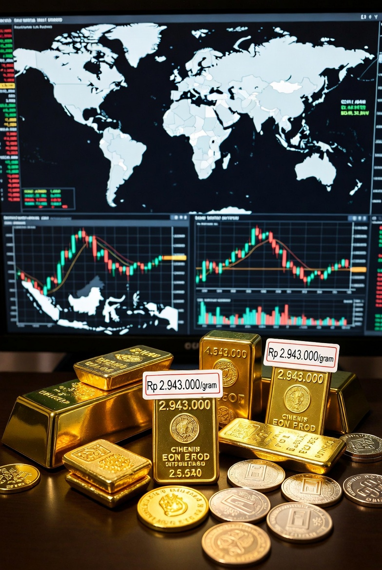 Harga Emas Dunia Tertekan Sikap Hawkish The Fed, Emas Antam Turun ke Rp2,943 Juta per Gram